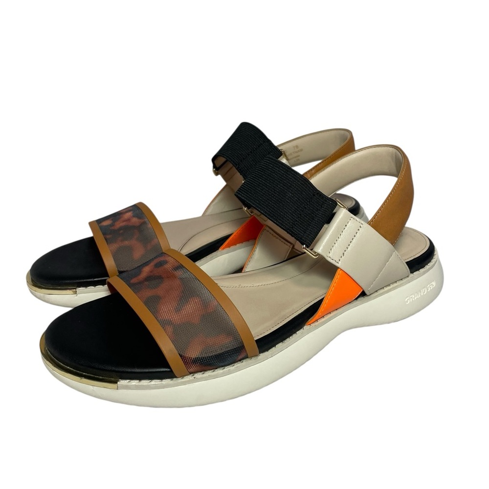 Cole Haan Grand Ambition Carmel Snake Slingback  Womens Black Casual Sandals 7